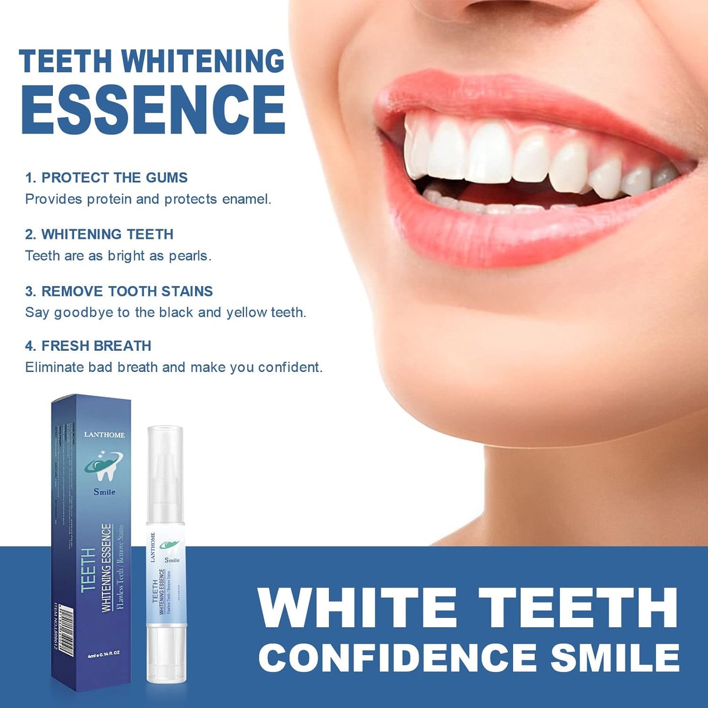 Teeth Whitening Essence Pen for Cleaning Teeth Stains, Freshening Breath and Reducing Yellowing (2Pcs)