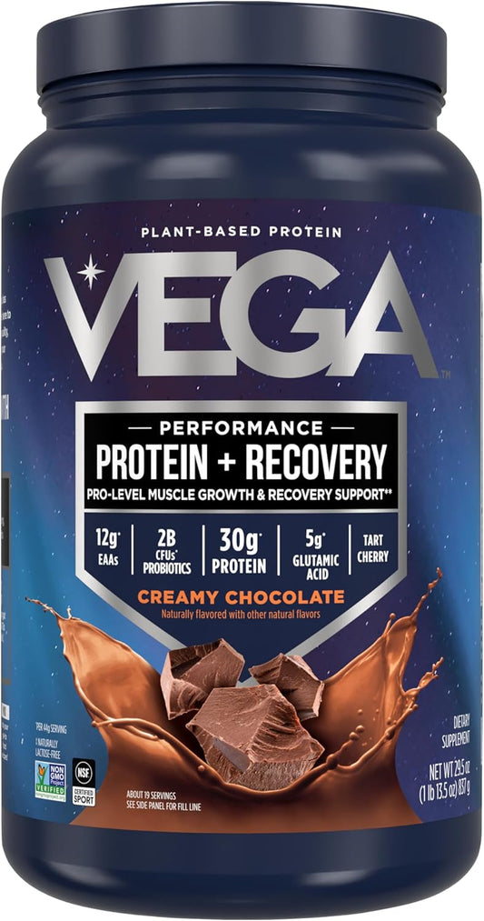 Sport n Protein Powder + Recovery - 30G Plant Based Protein per Serving, Chocolate, 19 Servings, 5G Bcaas, Probiotics, NSF Certified, for Shakes & Smoothies, 1.8Lbs (Packaging May Vary)