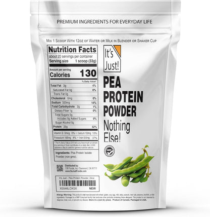 - 100% Pea Protein, Vegan Plant Based, Grown in Canada, Premium Quality, Smooth Texture, Non-Gmo, Gluten Free, Keto Friendly (1.5 Pound, Unflavored)