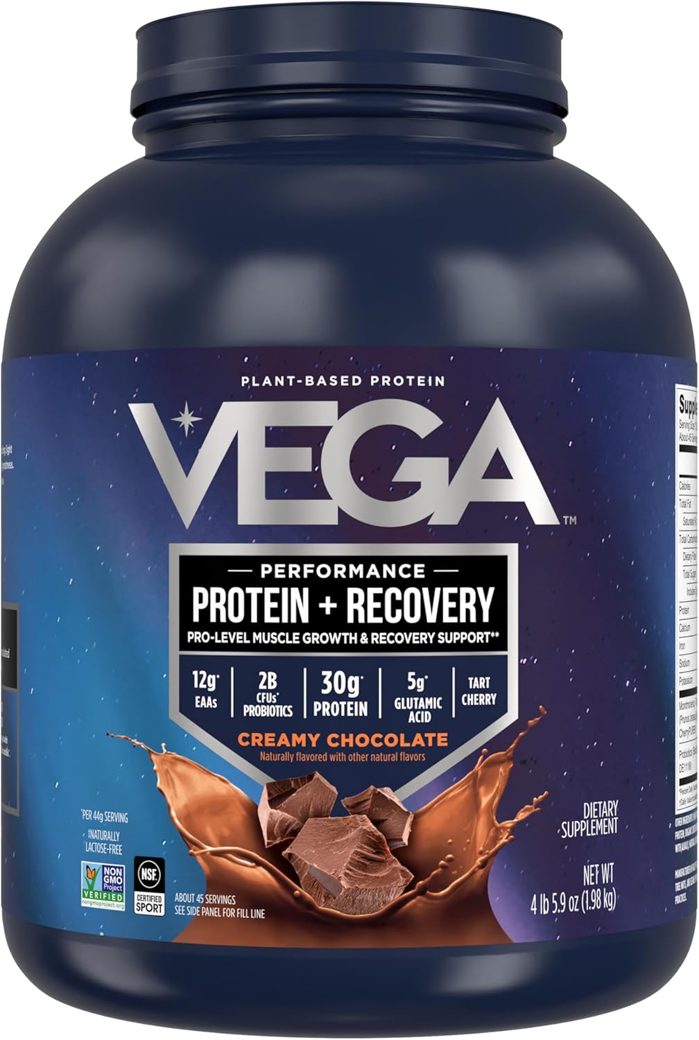 Sport n Protein Powder + Recovery - 30G Plant Based Protein per Serving, Chocolate, 45 Servings, 5G Bcaas, Probiotics, NSF Certified, for Shakes & Smoothies, 4.4Lbs (Packaging May Vary)
